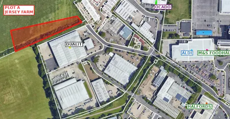 Plot A, Jersey Farm Business Park, County Oak Way, Crawley, Development Land For Sale - Jersey_Farm_Labelled_Final.jpg