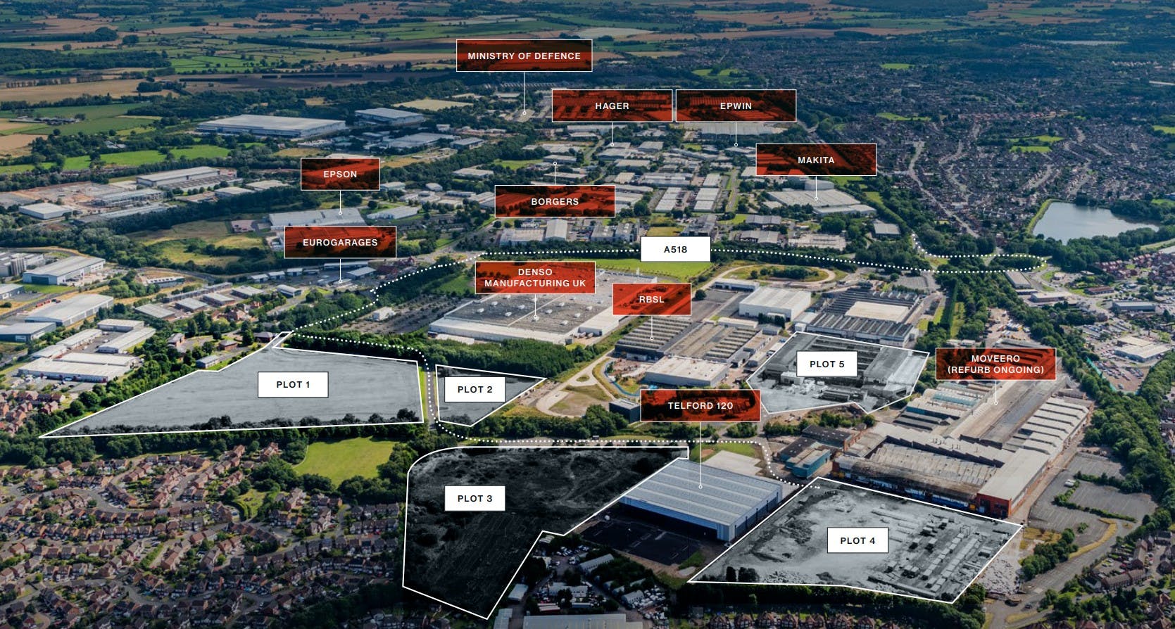 Telford Defence & Technology Park, Hadley Park East, Telford To Let / For Sale - Telford Aerial.jpg
