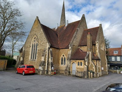 The United Reformed Church and Hall, Queens Road, Weybridge, Office / Other / Industrial / Warehouse For Sale - URC Weybridge church exterior car park and church.jpg