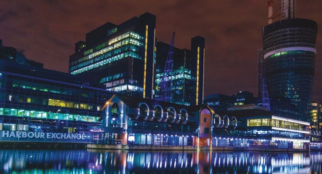 Harbour Island, Harbour Exchange Square, London, Offices To Let - Harbour Island at night