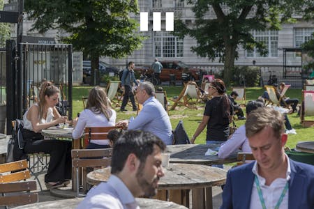 8 City Road, Moorgate, London, EC1, London, Office To Let - 8 City Road  Outdoor Dining Area With Casual Seating And Greenery.jpg
