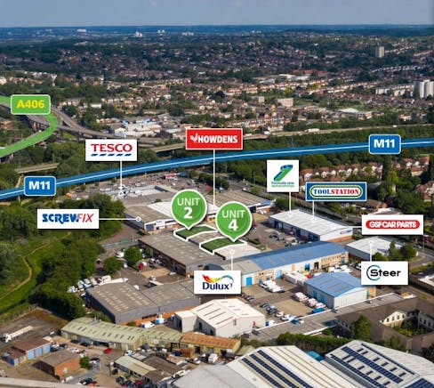 Unit 4 Woodford Trading Estate, Woodford Green, Industrial To Let - WG  Units 2  4 Woodford Trad Est aerial.jpg