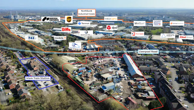 Irlam Industrial Estate, Liverpool Road, Manchester, Industrial/Logistics / Open Storage For Sale - Aerial Markup - Irlam IE.png