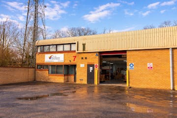 7 Harold Close, Harlow, Industrial To Let - Rainbow Carpets & Flooring warehouse at sunset.jpg