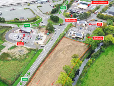 Commercial Development Site, Welshpool, Development / Development Land / Land For Sale - Aerial Marked 2.png