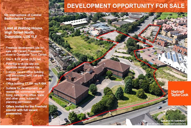 Land at Watling House, High Street North, Dunstable, D1 / Development / Industrial / Land / Office / Residential / Retail For Sale - Front page brochure.PNG