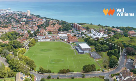 St Andrews Prep School, Meads Street, Eastbourne, Development Land / Education / Office / Other For Sale - Aerial with VW logo.jpg