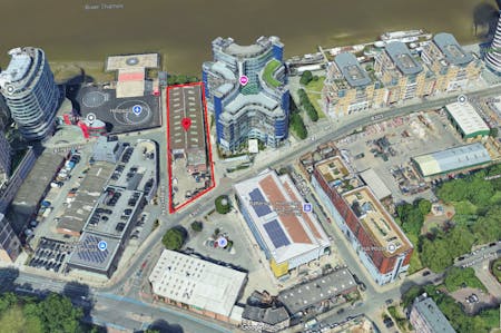 36 Lombard Road, Battersea, Industrial / Leisure To Let - Aerial  Lombard Road  red line.png