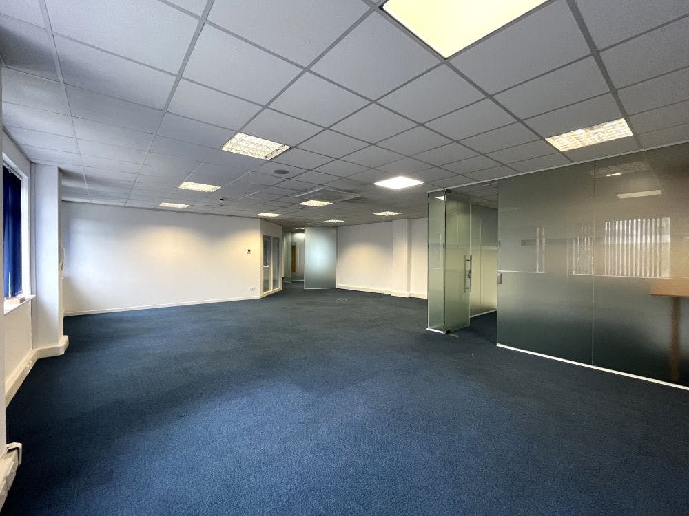 The office suite is situated within Charter House to the first floor and is accessible from both the High Street and via the rear car park. The offices are mainly open plan with some glazed partitioning and benefits from a separate meeting room.
4 car parking spaces are allocated to the suite within the rear private car park.

There are kitchen facilities, as well as separate male and female WC’s to both ground and first floors. A video intercom system secures the High Street entrance and there are separate secure post boxes within the communal corridor.