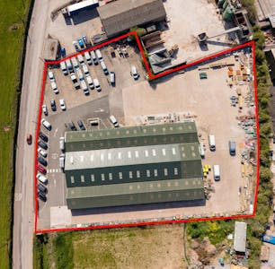 Former Huws Gray Premises The Building Centre Station Road, Ludlow, Trade Counter / Industrial / Warehouse For Sale - Drone photo- edit with line.jpg