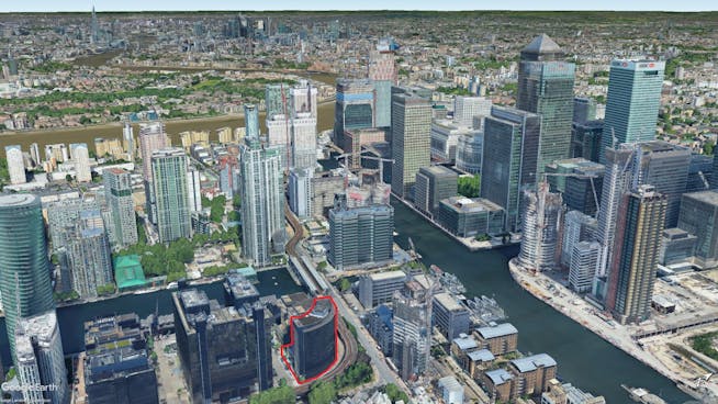 3 Harbour Exchange Square, London, Offices To Let / For Sale - Harbour Exchange - Aerial Outline.jpg