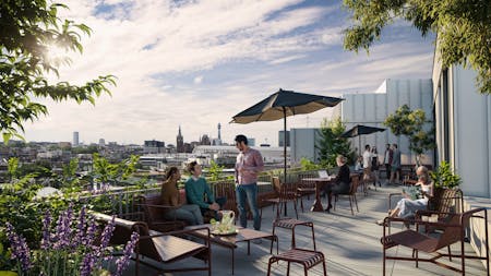 Regent's Wharf, All Saints Street, King's Cross, Office Lease Assignment / For Sale - Communal Terrace CGI