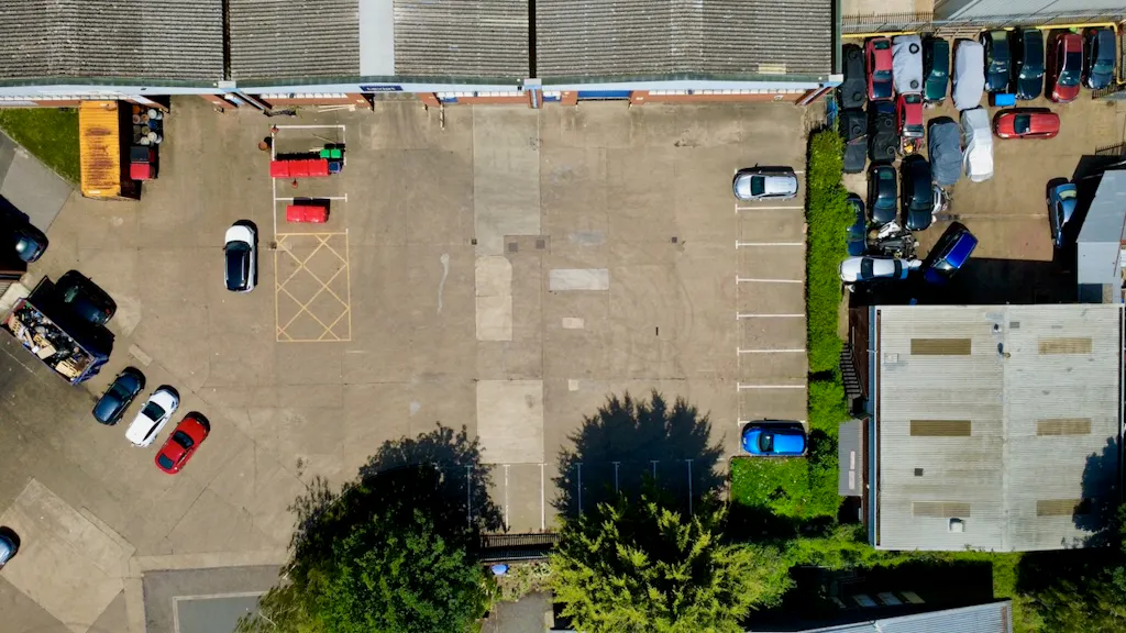 A1 A2 Portland Close Houghton Regis rear loading area and parking