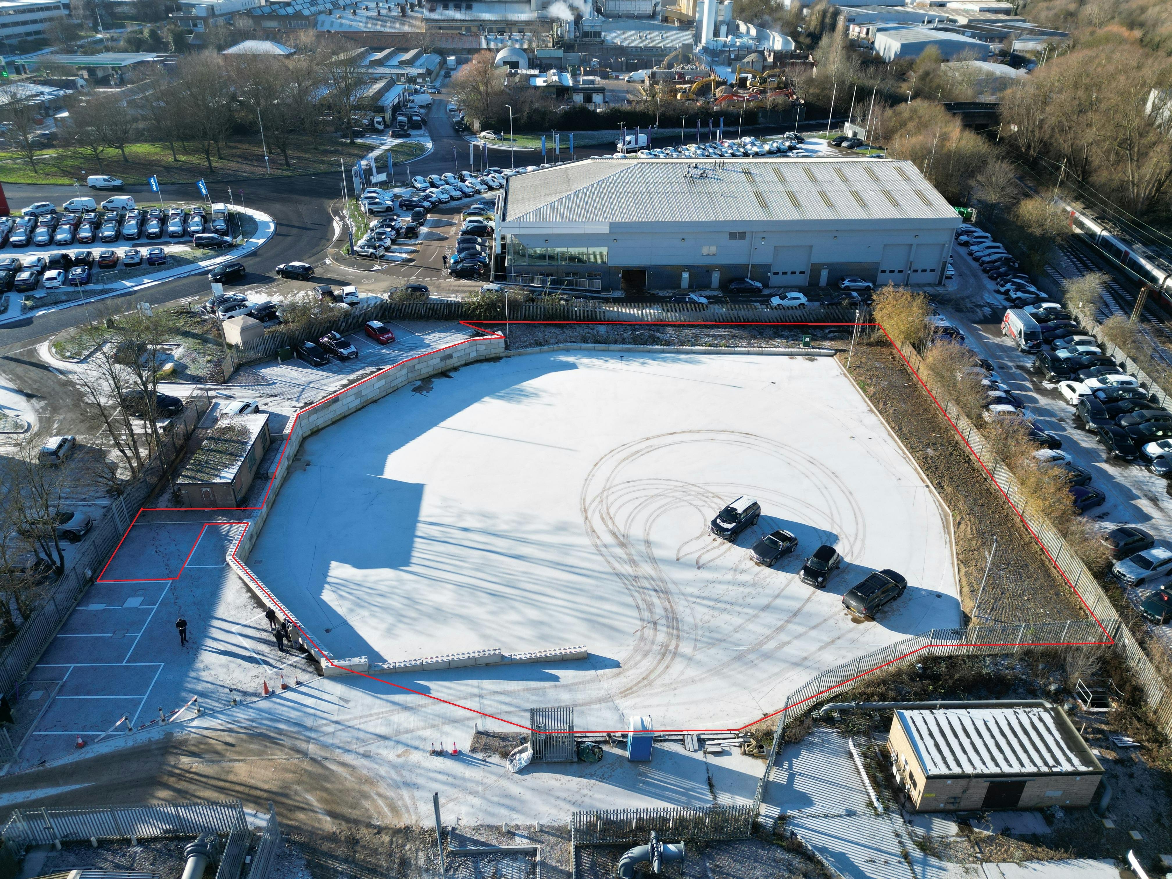 Yard at 3 Windsor Place, Harlow, Industrial To Let - DJI_0040 Redline v2.jpg