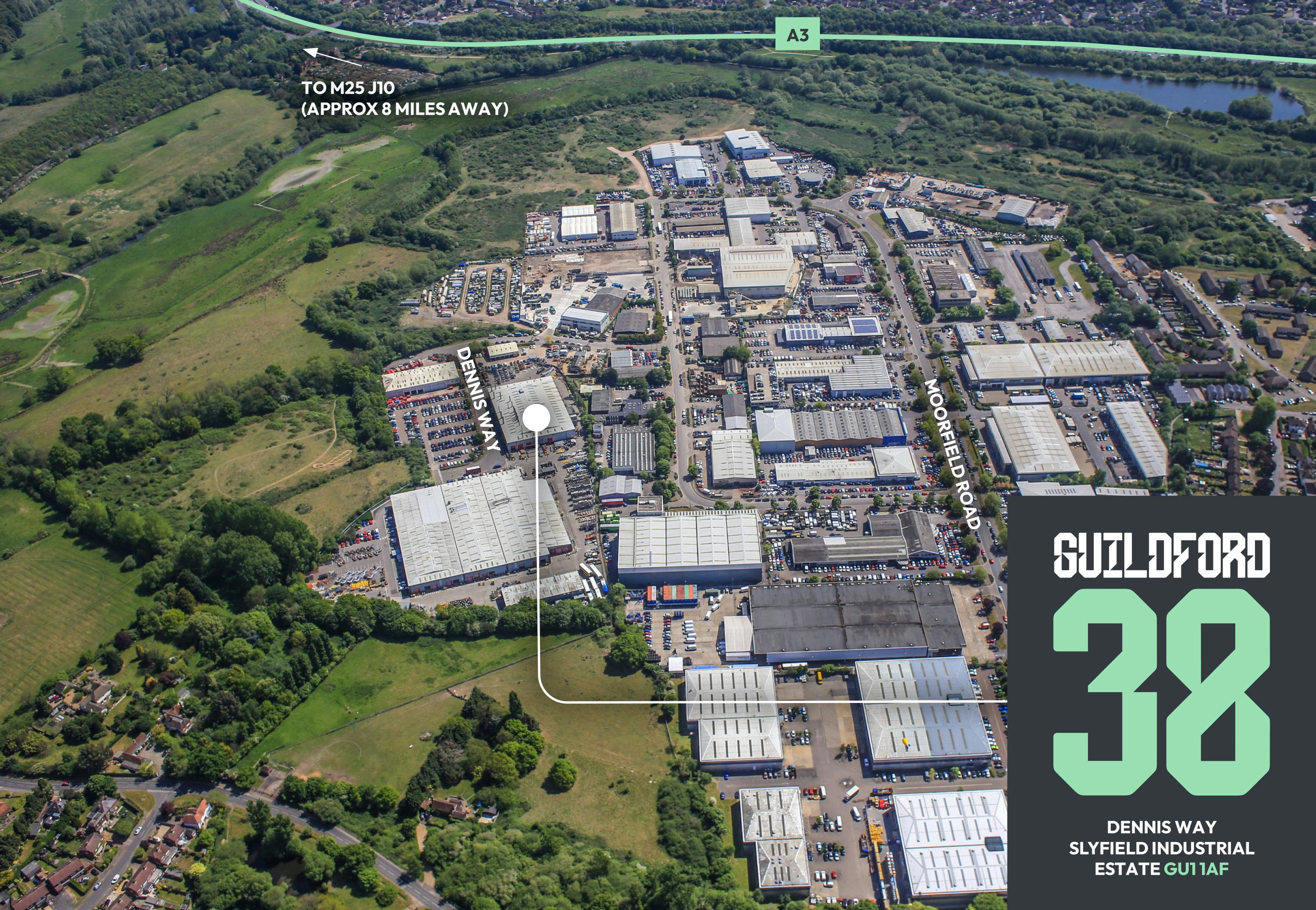 Guildford38, 2-3 Dennis Way, Guildford, Warehouse & Industrial To Let / For Sale - aerial.jpg