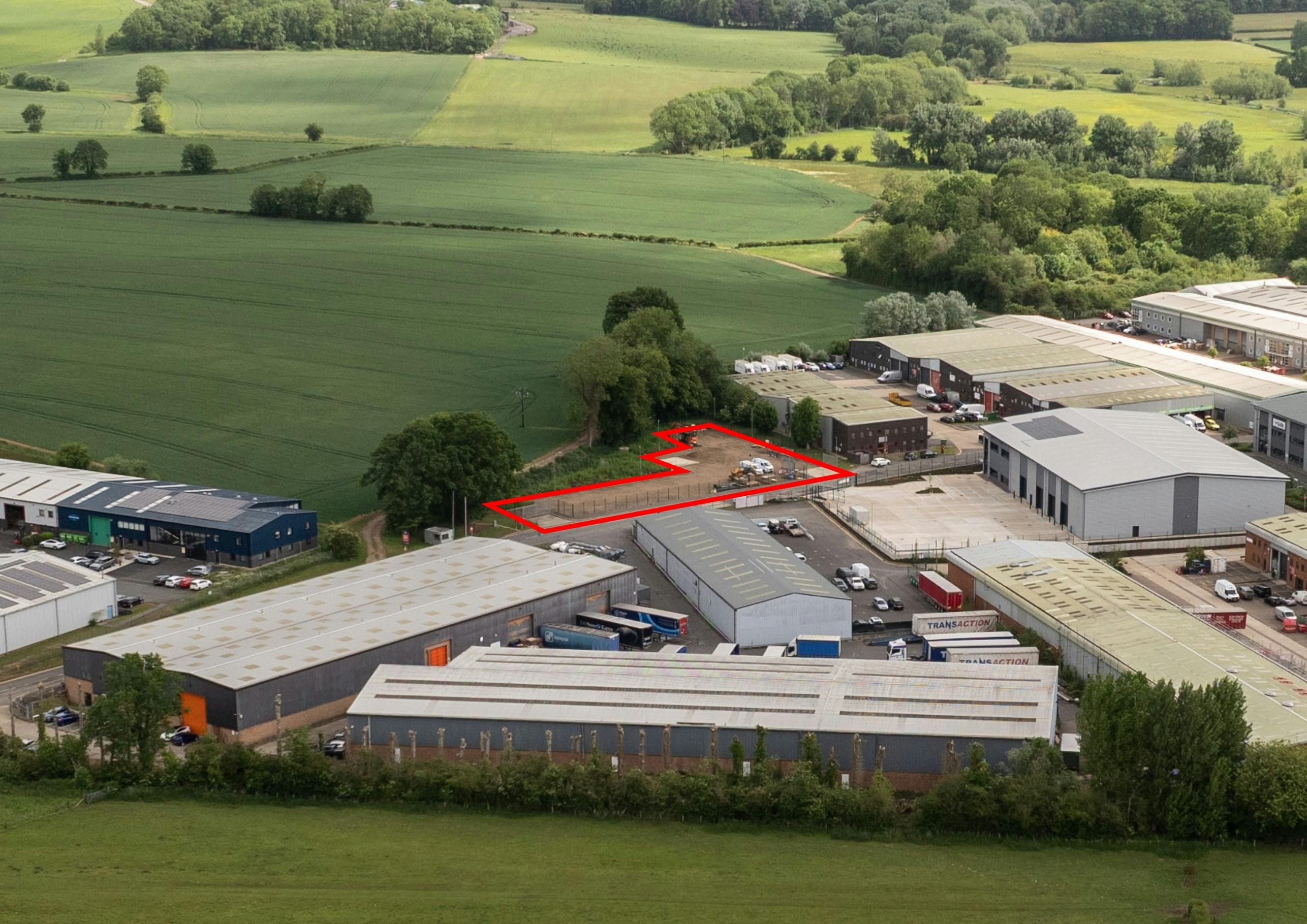 Plot 6, Drakes Drive, Long Crendon, Industrial / Land To Let - Aerial with yard outlined.jpg