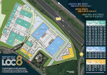 LOC8, Ashford Road, Maidstone, Industrial / Office / Trade Counter / Warehouse To Let - Site Plan  Size Schedule Jul 22.JPG