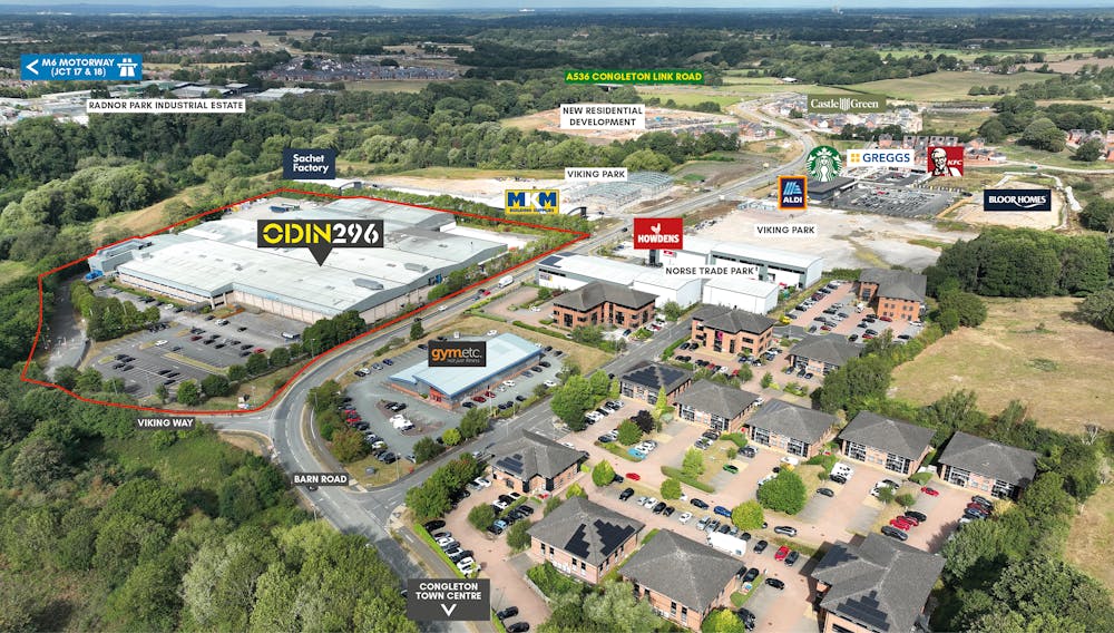 Odin 296, Viking Way, Congleton, Industrial / Warehouse To Let / For Sale - Aerial shot annotated.jpg