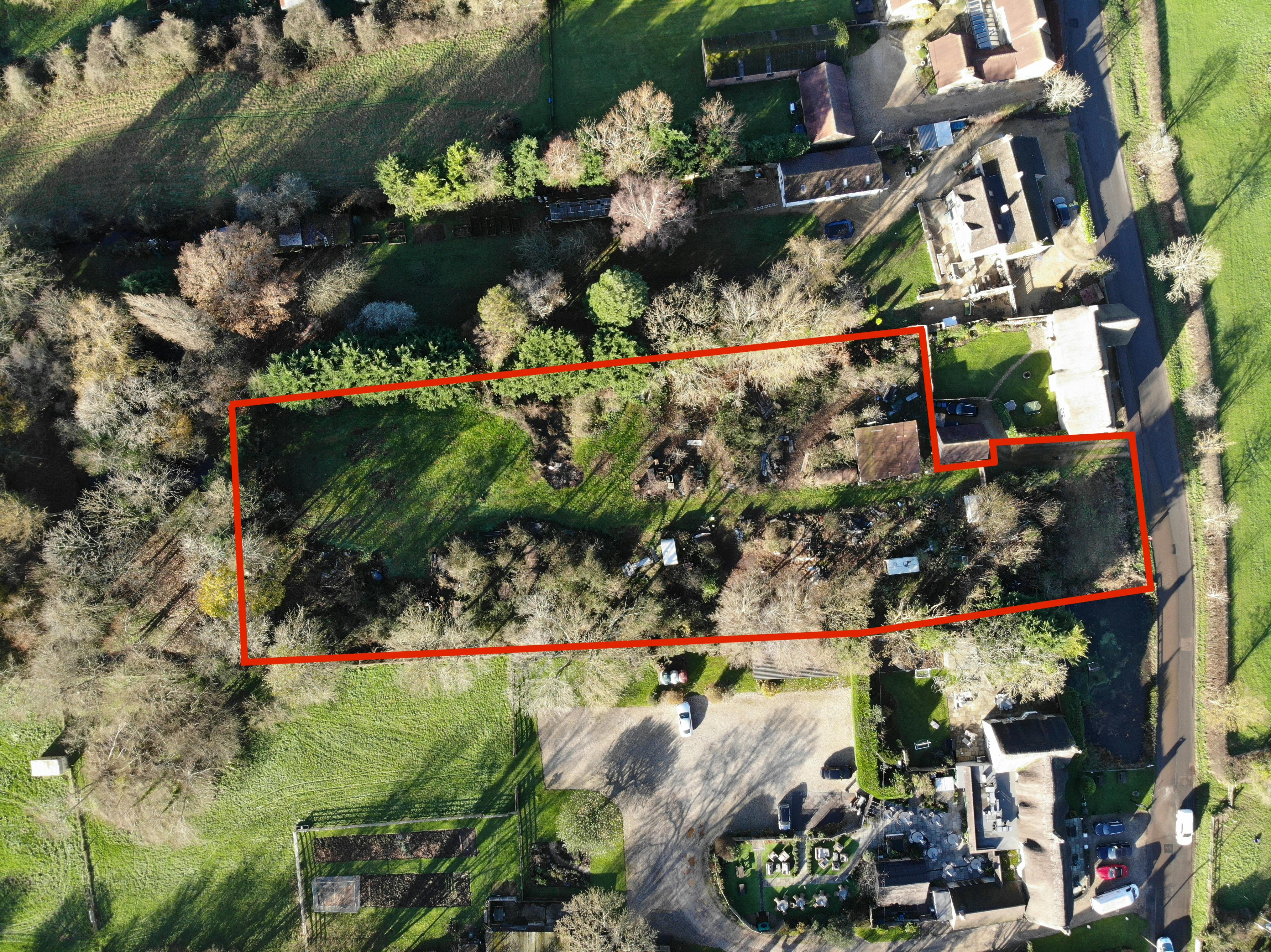 Land Adj Woodbine Cottage, Murcott, Land / Residential For Sale - AERIAL RED LINE.jpeg