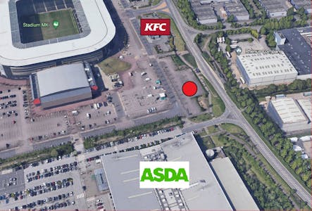 Unit B2 - Restaurant/Hot Food Opportunity, Stadium Way West, Milton Keynes, Leisure / Restaurant / Cafe To Let - Aerial Location Showing Stadium and Asda and KFC  Close Up.jpg