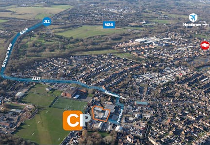 Chertsey Industrial Park, Ford Road, Chertsey, Industrial / Warehouse To Let - Labelled aerial V22.jpg