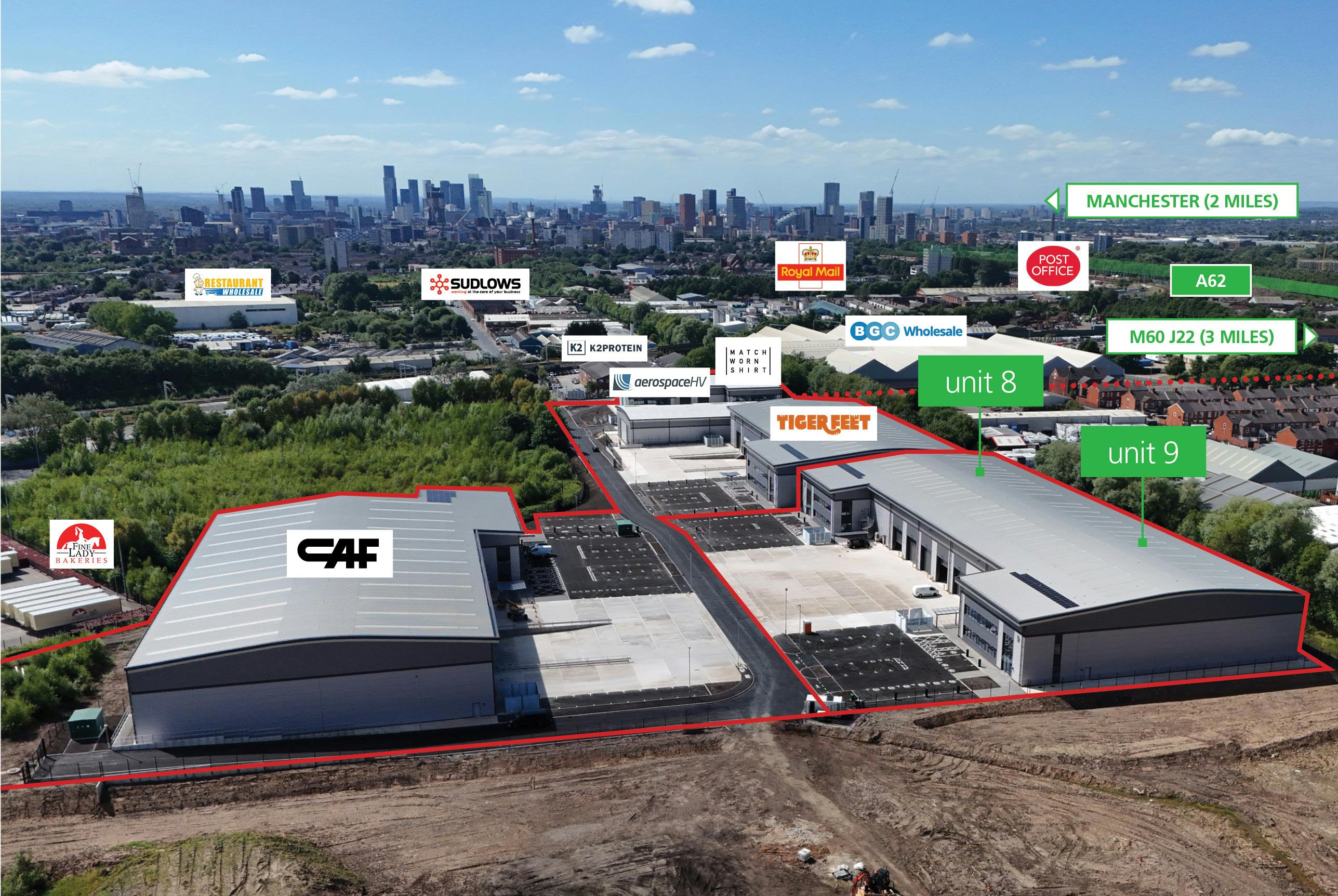 Unit 9 Lowry Park, Grimshaw Lane, Manchester, Industrial To Let - Aerial_Marked.jpg