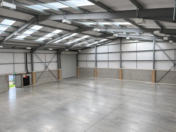 Units 1 & 1A Waltham Hall Industrial Estate, Takeley, Industrial To Let - Empty Skylit Industrial Workshop Interior.jpg
