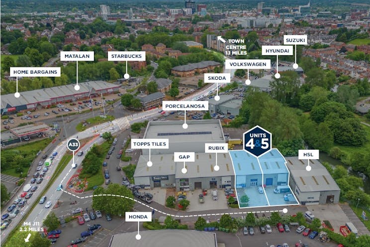 Units 4 & 5 Reading Trade Centre, Reading, Industrial / Warehouse To Let - Reading Trade Centre Annotated Aerial