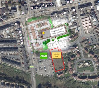 Land, End Of Market Street, Rotherham, Land For Sale - Aerial Asda and Lidl.png