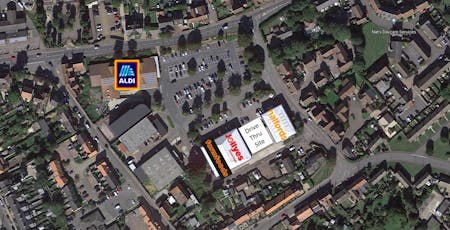 Drive Thru' Opportunity, Thetford Retail Park, Thetford, Leisure / Restaurant / Cafe To Let - Aerial JPEG with Logos.jpg