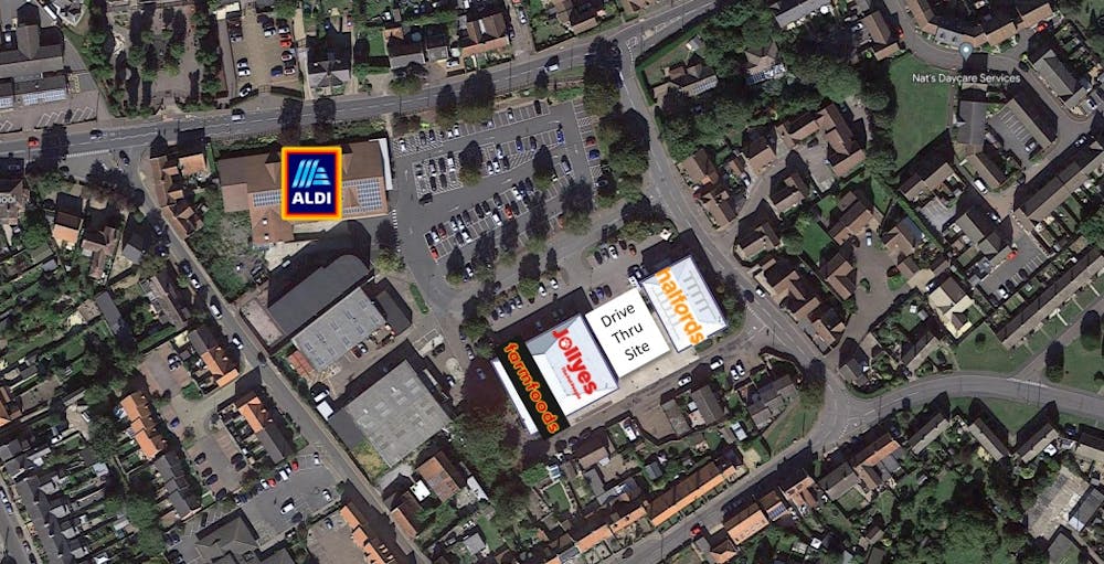 Drive Thru' Opportunity, Thetford Retail Park - Aerial JPEG with Logos.jpg