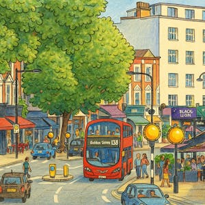 West End Lane, London, Retail To Let - Sunny London Street with Red Bus.png