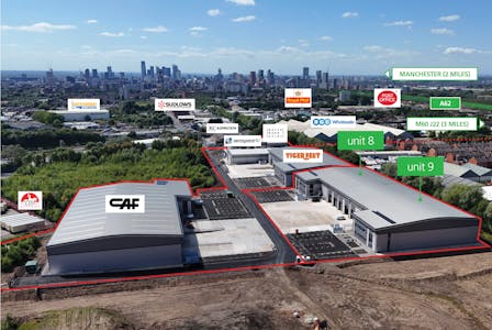 Units 8&9, Lowry Park, Grimshaw Lane, Manchester, Industrial To Let - Aerial_Marked.jpg