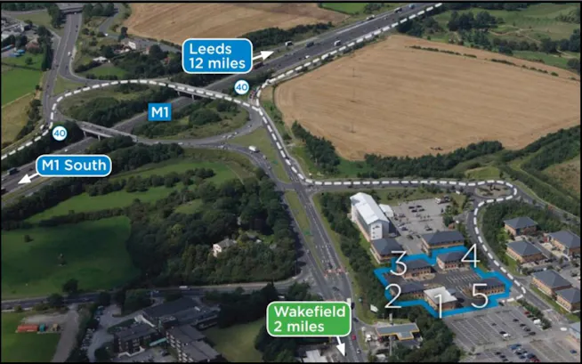 Unit 4, Westgate Court, Silkwood Park, Wakefield, Office To Let - site layout aeriel view.jpg