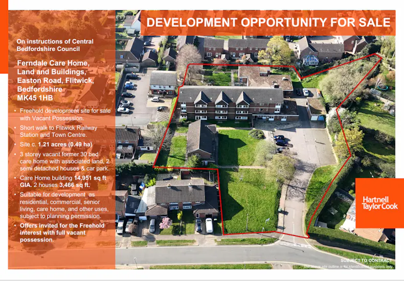 Ferndale Care Home, Land and Buildings, Easton Road, Bedford, Development For Sale - Brochure front cover screenshot.png