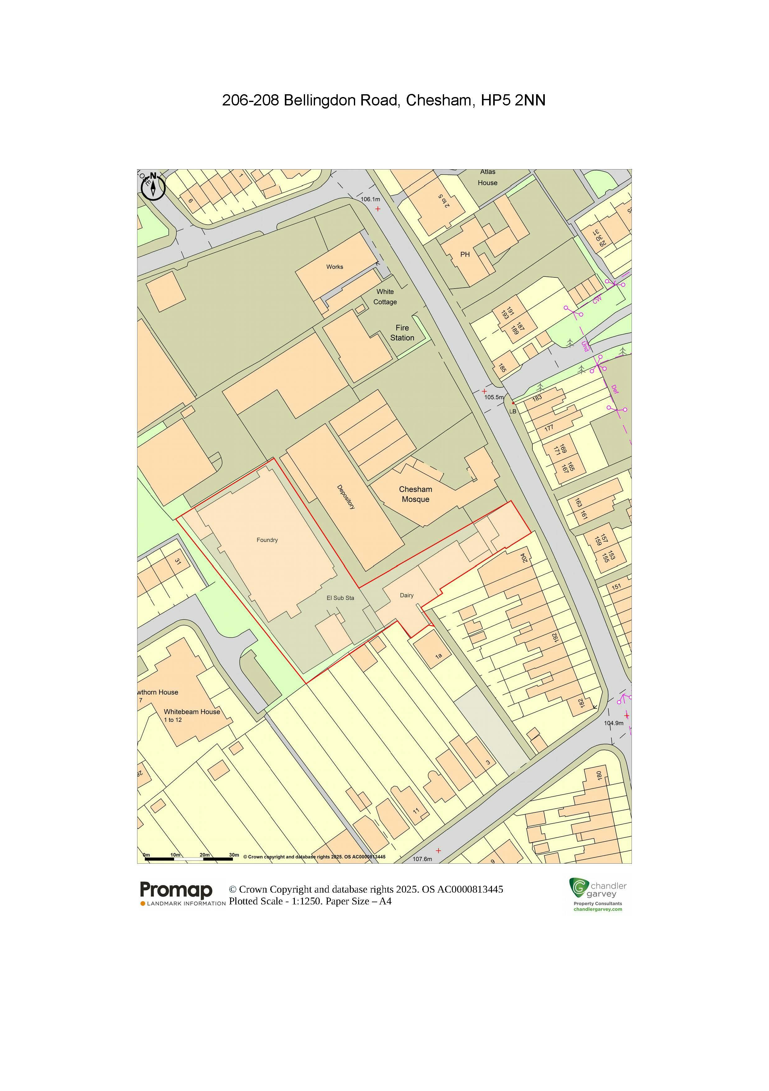 206-208 Bellingdon Road, Chesham, Development / Industrial For Sale - Promap of site.jpg