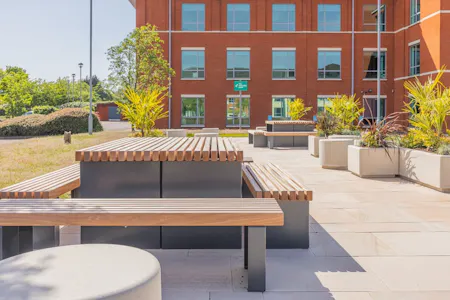 Geneva, International Park, Birmingham, Office To Let - Exterior-seating-bike rake-EV-38.jpg