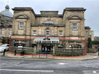 Former TIC, The Royal Baths, Crescent Road, Harrogate, Office To Let - Frontage with Red Line.png