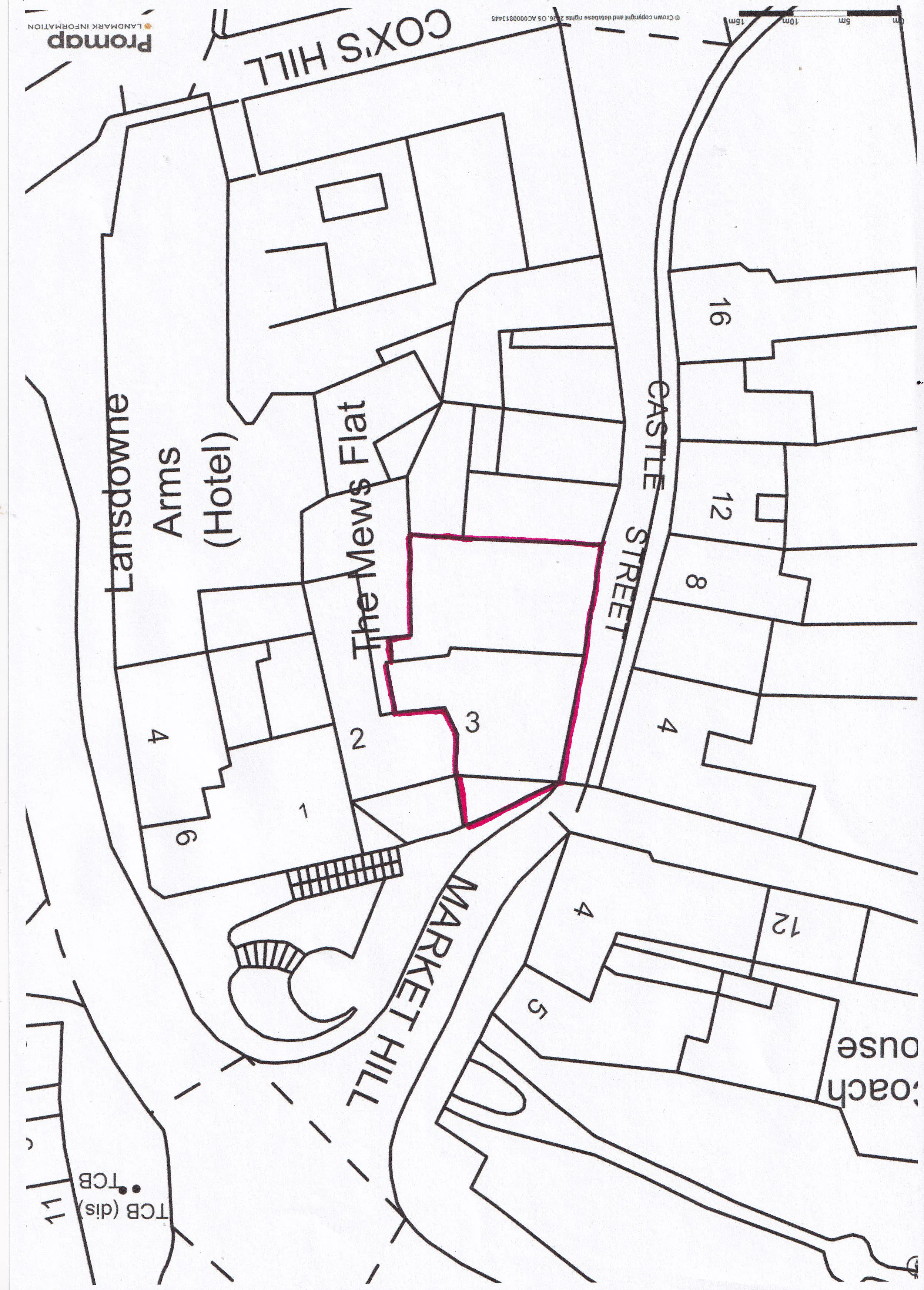 3 Market Hill, Calne, Offices For Sale - Red line Promap - 3 Market Hill.jpg