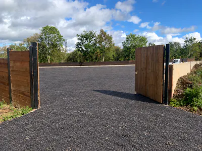 Hilfield Lane South, Bushey, Open Storage To Let - Open Gate to Reclaimed Asphalt Yard.png