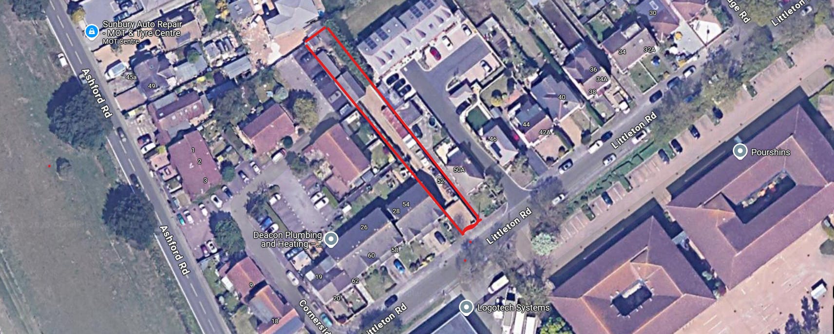 Yard, 52 Littleton Road, Ashford, Industrial / Other For Sale - 52 Littleton Road Ashford Middx Red Line Aerial View .png