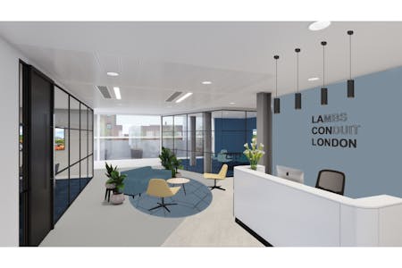 Lacon London, 84 Theobalds Road, London, Office To Let - Mid blue reception.jpg