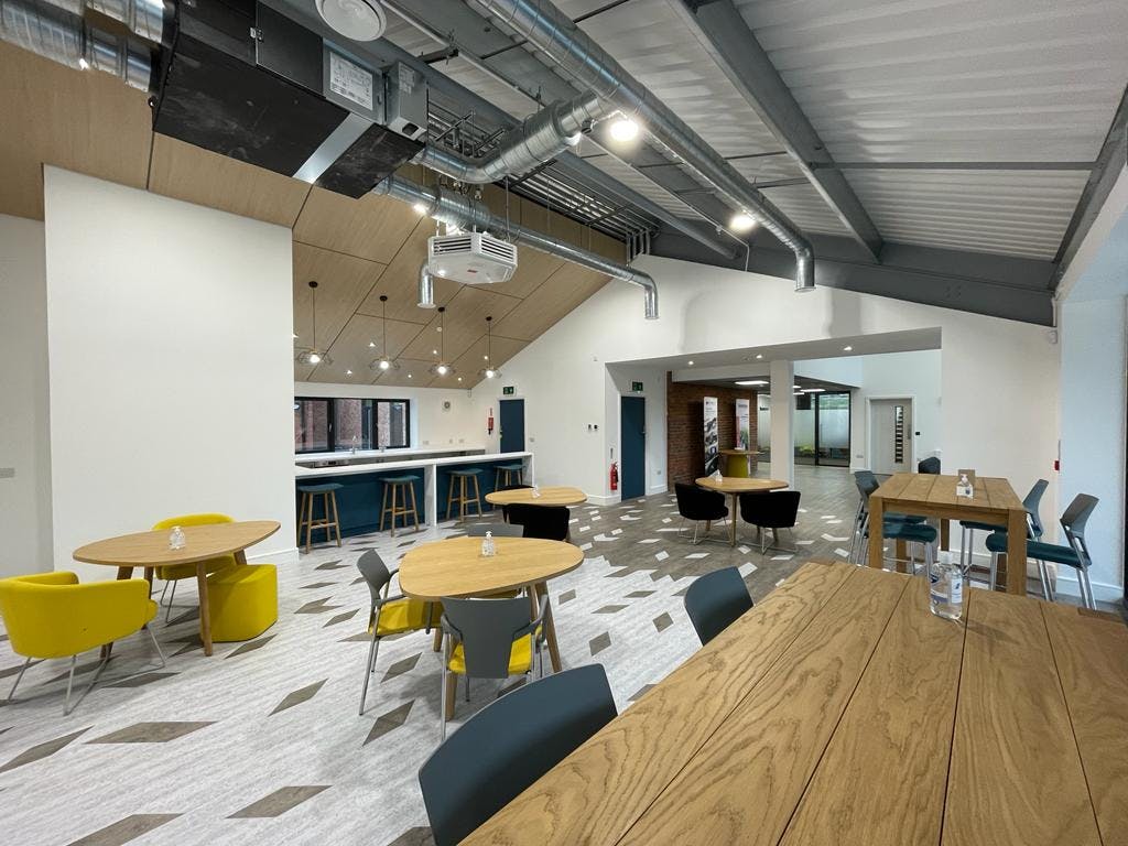 The Catesby Innovation Centre is a contemporary, two-storey office building offering flexible office space ranging from 290 to 827 sq ft, with on-site car parking. Current tenants include Bramble CFD Ltd, Catesby Projects Ltd, Stabilus UK, and TotalSim Ltd. The Innovation centre provides quality office and workshop accommodation which also offers opportunities to co-locate with the adjacent tunnel testing facility. In addition, larger units are to be constructed within the 4.5 acre Automotive Campus. These units are available For Sale or To Let and further information is available from White Commercial Surveyors. The accommodation has been designed to be let on flexible licence agreements, which will also provide seminar space and café area, a place for conferences, training courses and lectures; encouraging meetings and social collaboration.