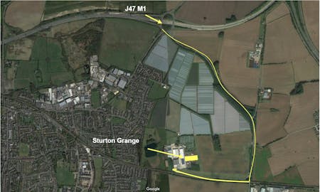 Sturton Grange, Leeds, Open Storage To Let - Capture with route.PNG