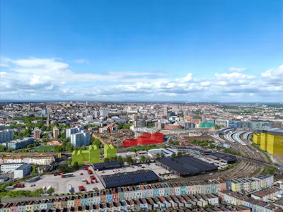Temple Works, Mead Street, Bristol, Industrial To Let - Mead St Works drone to city developments.jpg